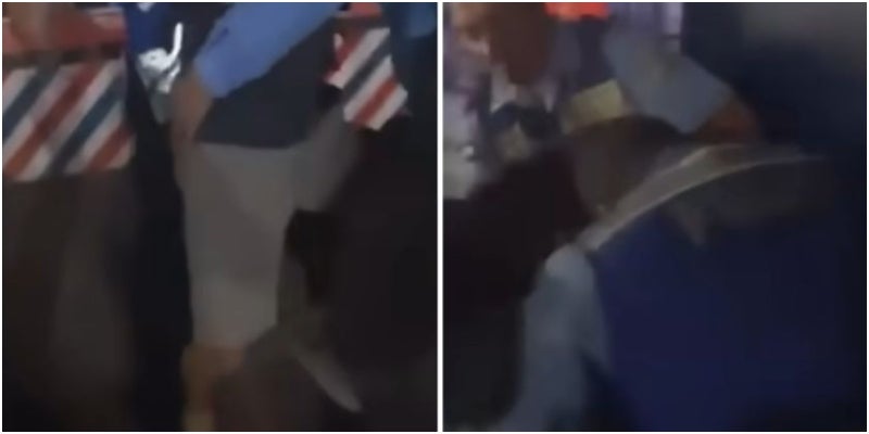 Policias golpean a motociclista Policias golpean a motociclista