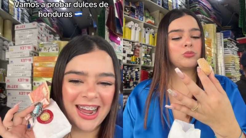 Colombiana prueba dulces hondureños