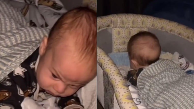 Bebé se enoja por los ronquidos de su papá