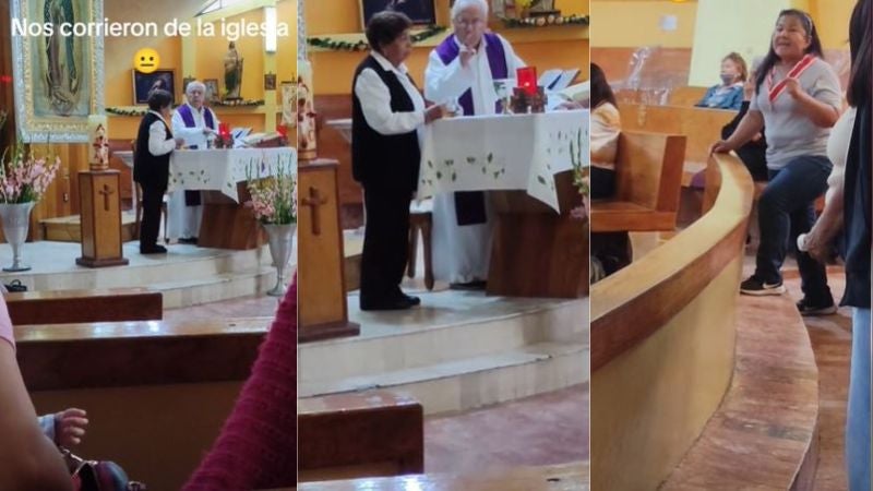 Padre corre Padre corre a mujer de la iglesia por el ruido que hacía su bebé