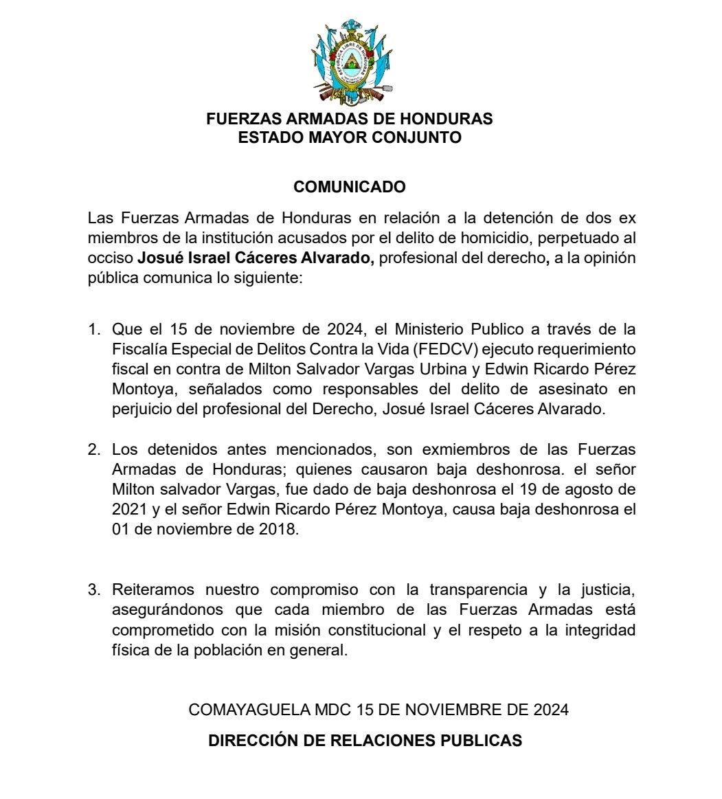 Comunicado FFAA militares