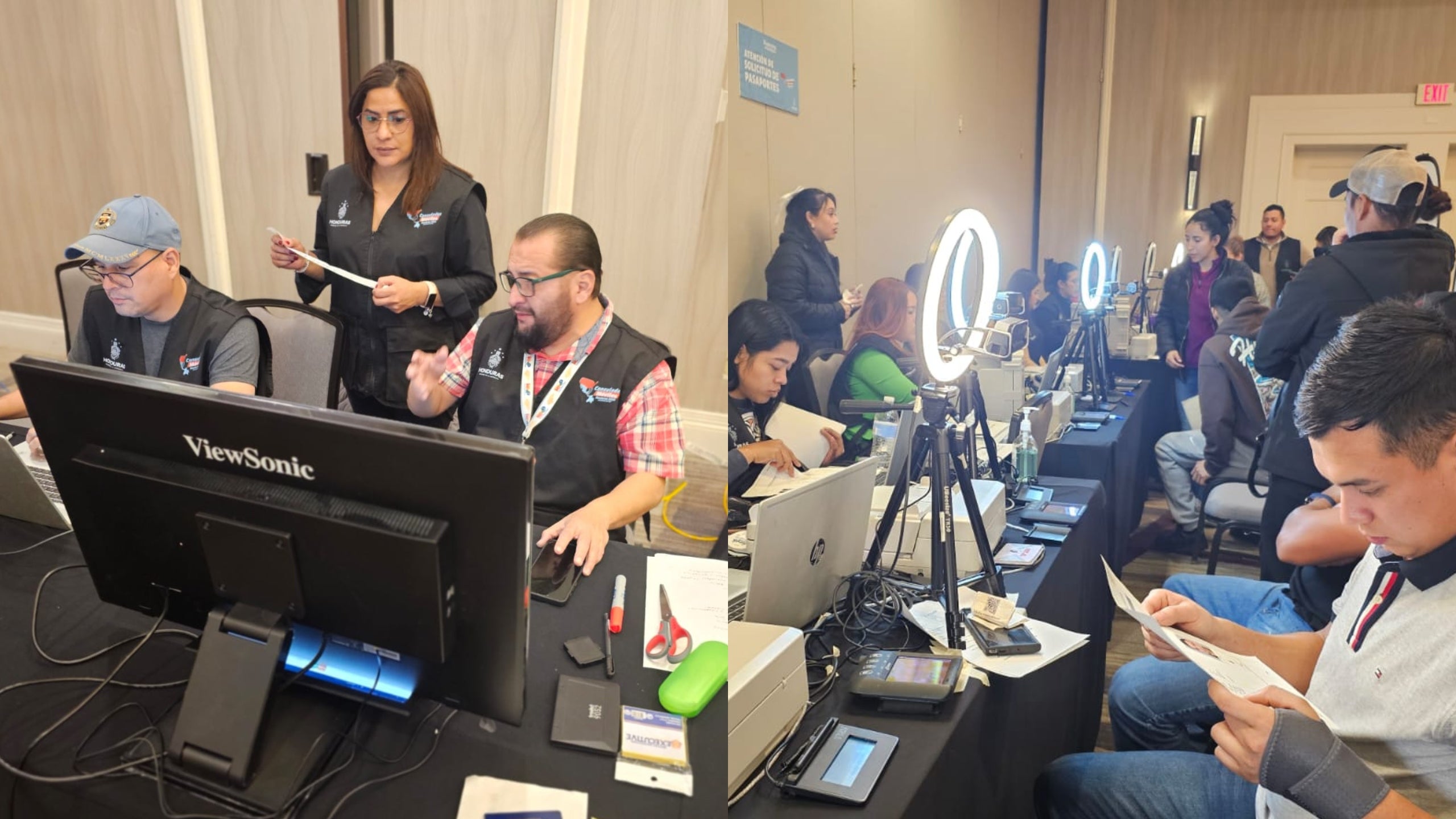 El canciller Enrique Reina y Richard Barate representante del PNUD, en la supervisión de los consulados móviles.