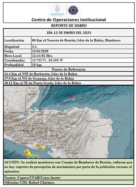 Roatán experimenta sismo