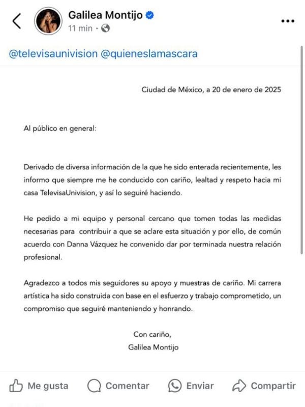 Galilea Montijo investigada Televisa