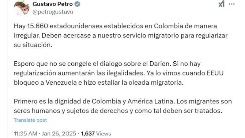 Gustavo Petro estadounidenses en Colombia