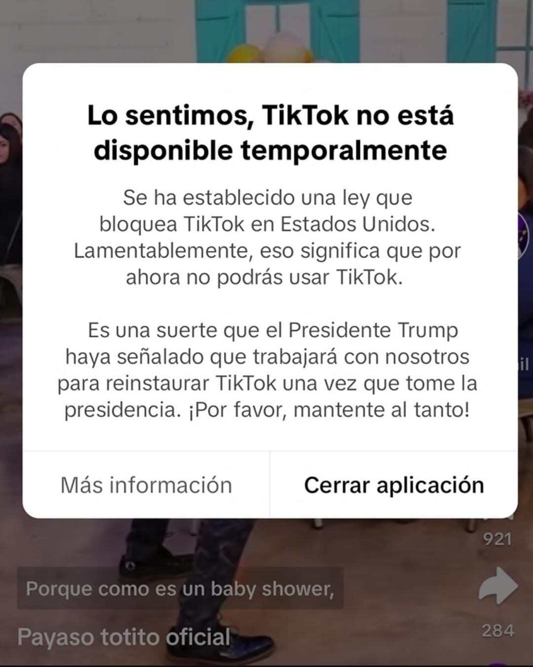 TikTok ya no funciona en Estados Unidos