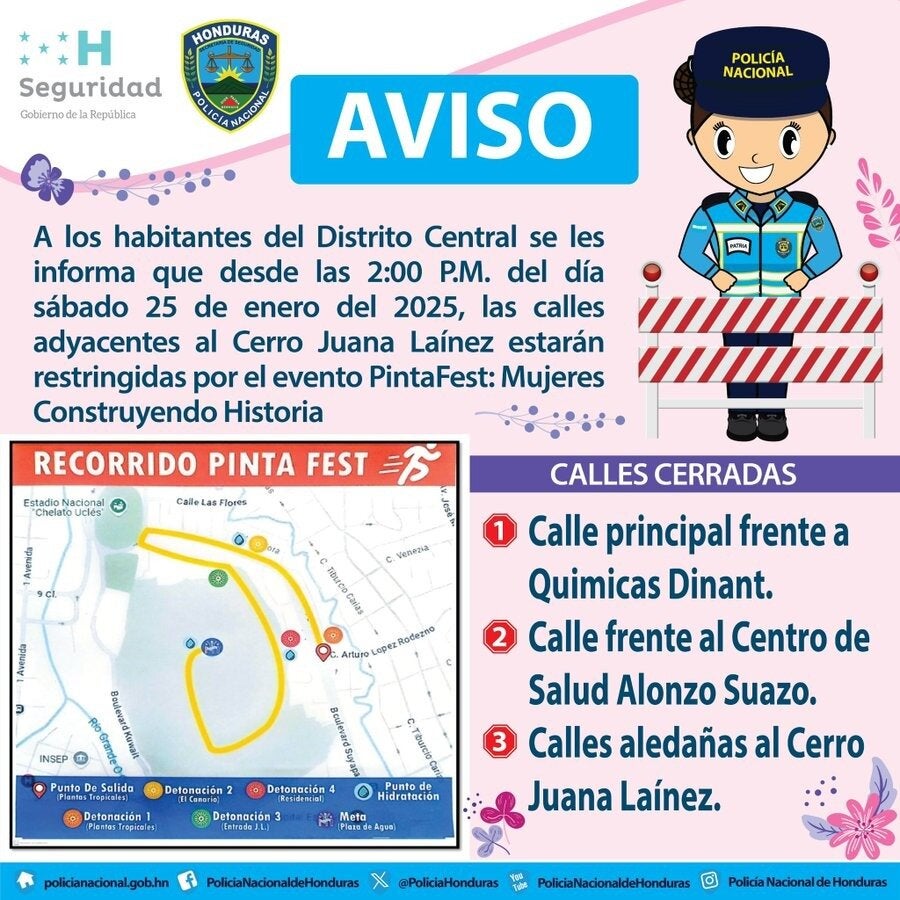 Cuáles calles estarán cerradas en Tegucigalpa este sábado?