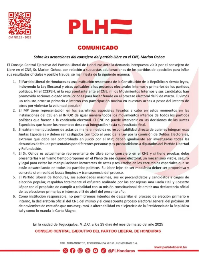 Comunicado del PLH