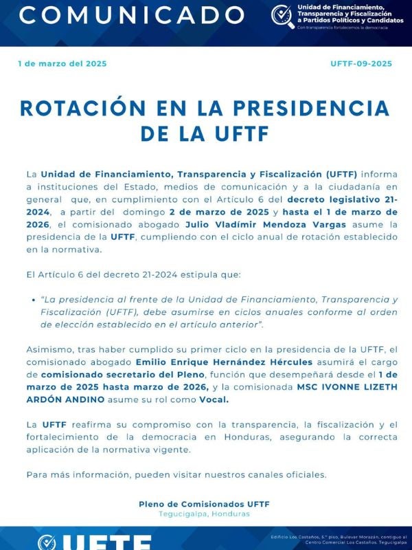 presidente de la Unidad de Política Limpia
