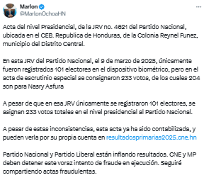 Mensaje de Marlon Ochoa