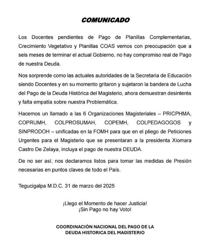 Docentes amenazan medidas severas