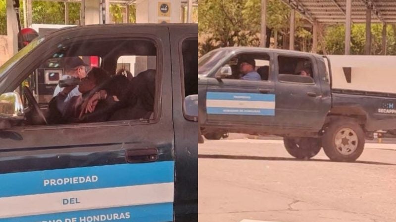 personas bebiendo carro del Estado Choluteca
