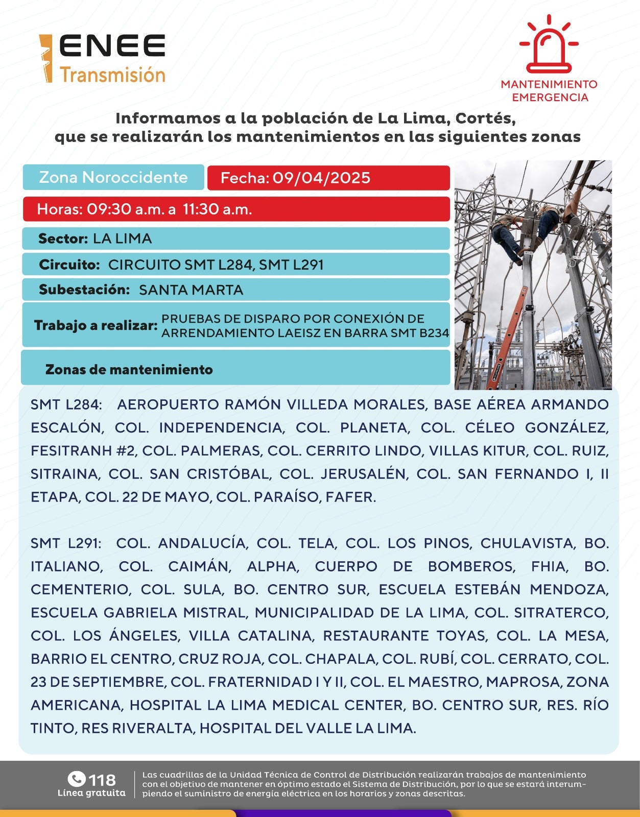 Cortes de energía La Lima