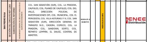 Cortes de energía miércoles 23 abril 6