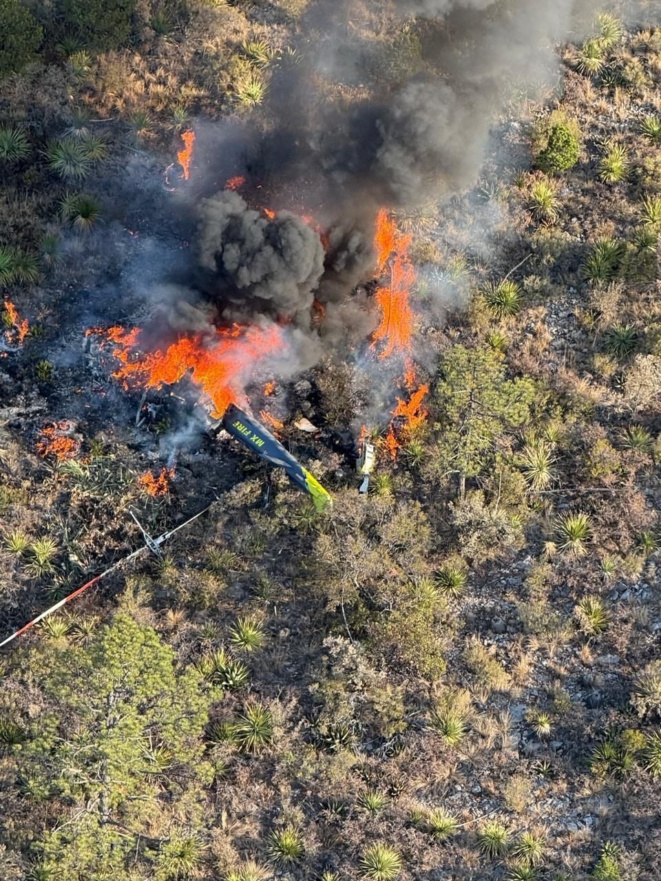 Helicóptero desploma en sierra de México