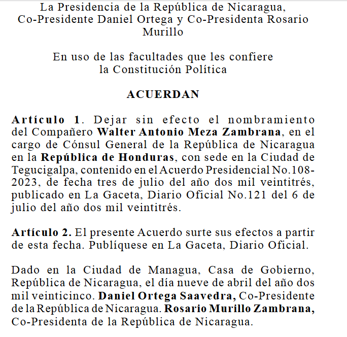 Publicación de Nicaragua. 