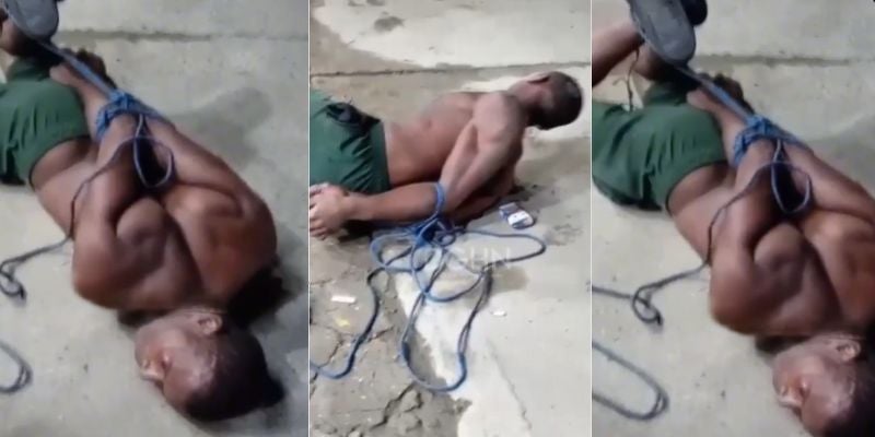 Video: Vecinos capturan y amarran a ladrón en Tela