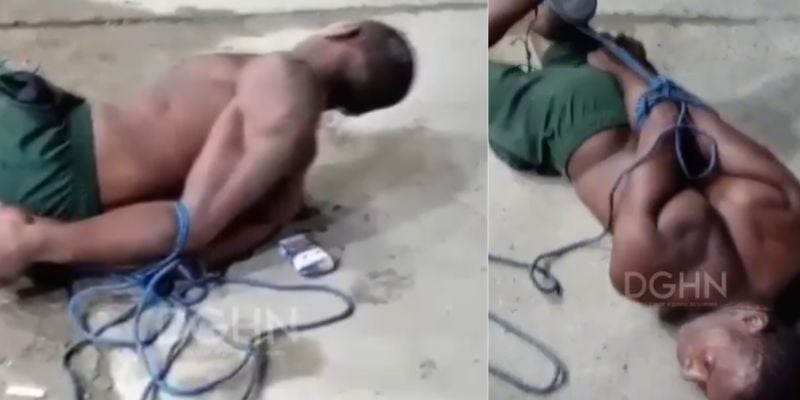 Video: Vecinos capturan y amarran a ladrón en Tela