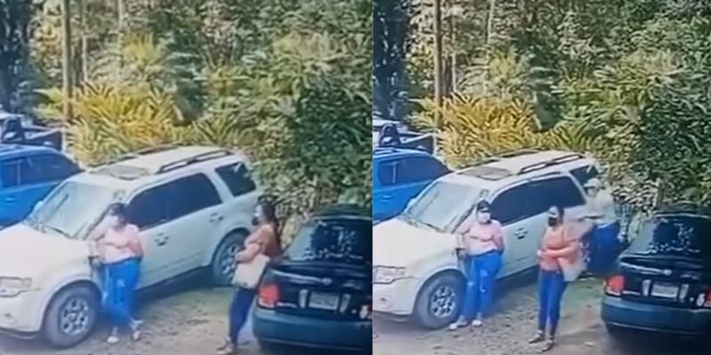 Graban a mujeres abriendo vehículos en balneario de Peña Blanca, Cortés