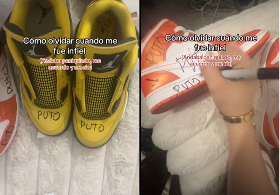 Joven destruye tenis de su pareja infiel