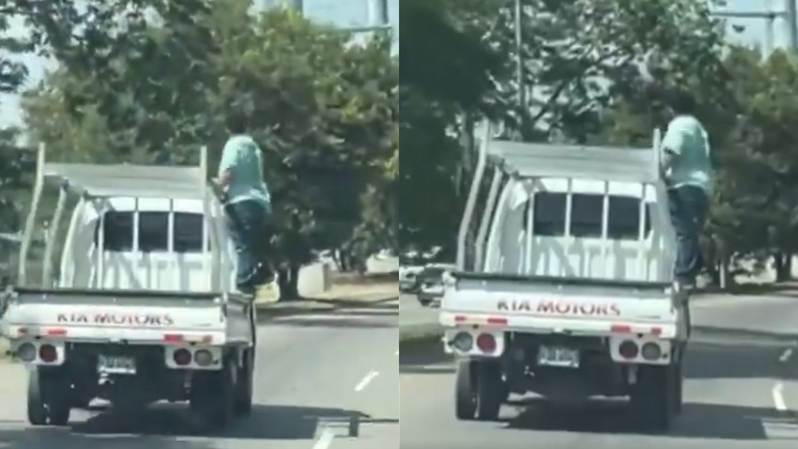 capta a hombre viajando parado vehículo CA-5