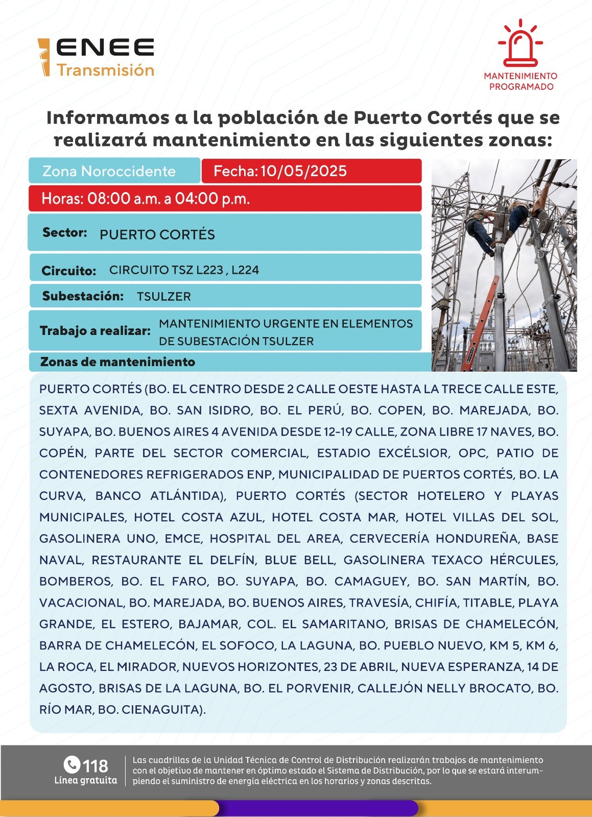 Cortes de energía Sábado