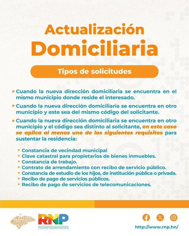Actualización domiciliaria.