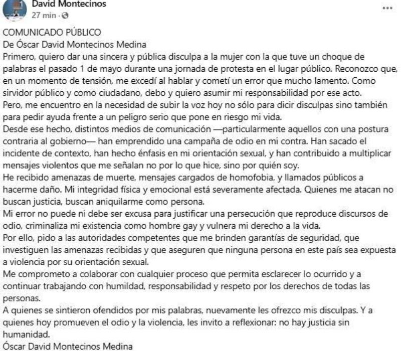 denuncia de Óscar Montecinos