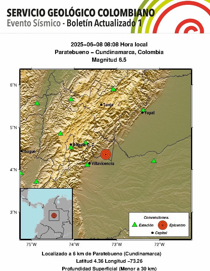 Fuerte terremoto de magnitud 6,5 sacude Bogotá y varias ciudades de Colombia