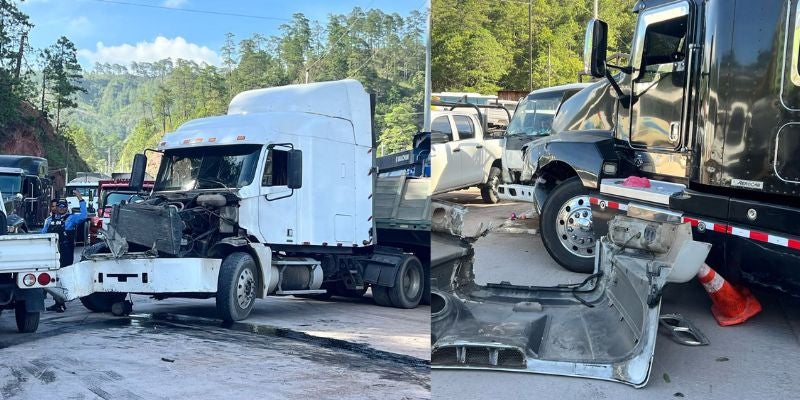 Triple colisión entre dos rastras y un camión pequeño en el desvío a Tatumbla