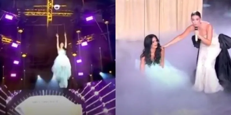 Estrepitosa caída de concursante durante reto extremo de belleza