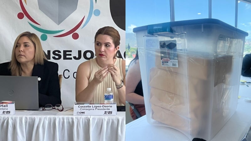 Las consejeras Ana Paola Hall y Cossette López presidieron la recepción de ofertas ante la ausencia de Marlon Ochoa. La documentación de Smartmatic fue la única recibida este lunes.