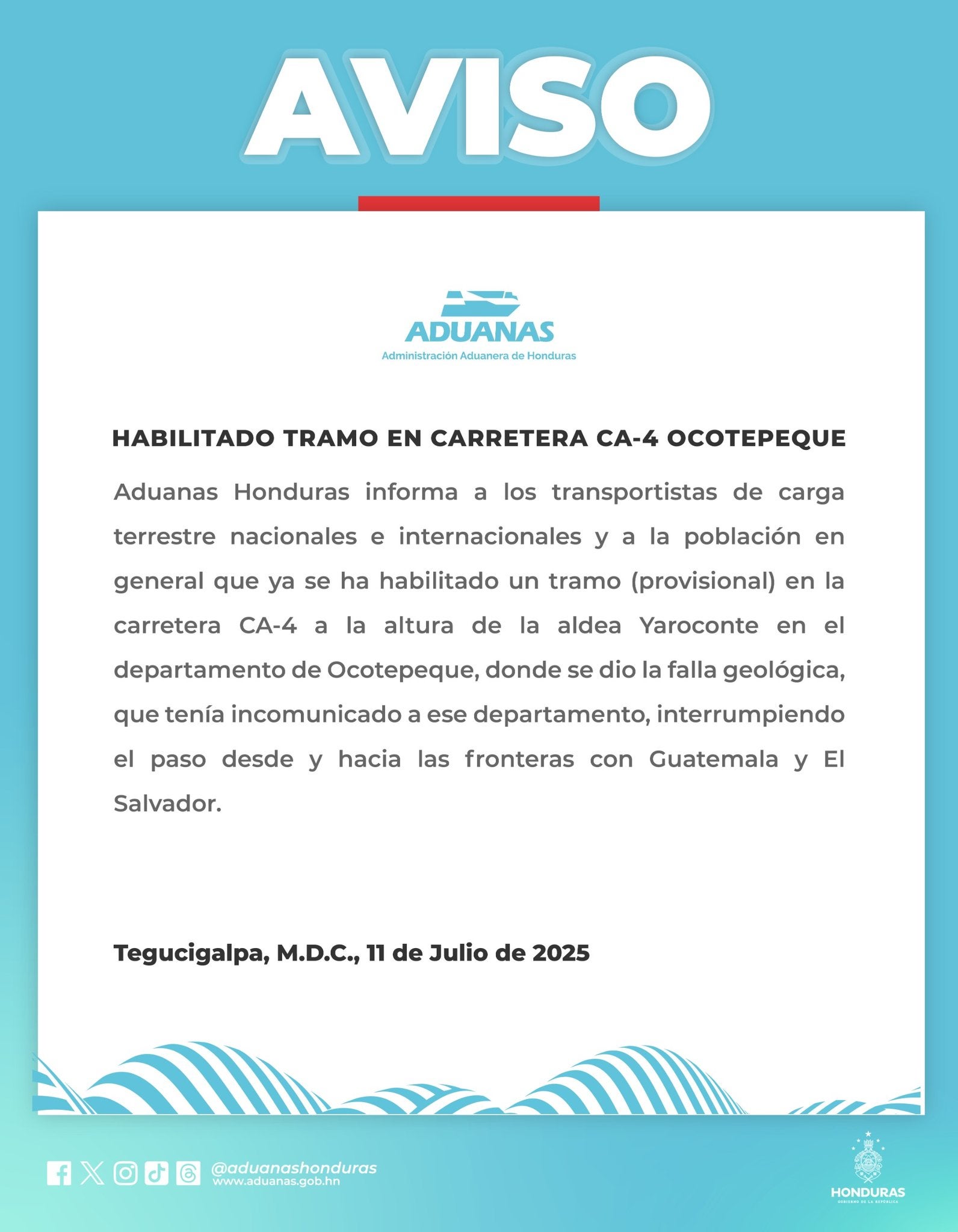 Comunicado Aduanas