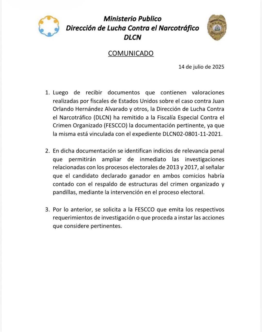 Comunicado DLCN