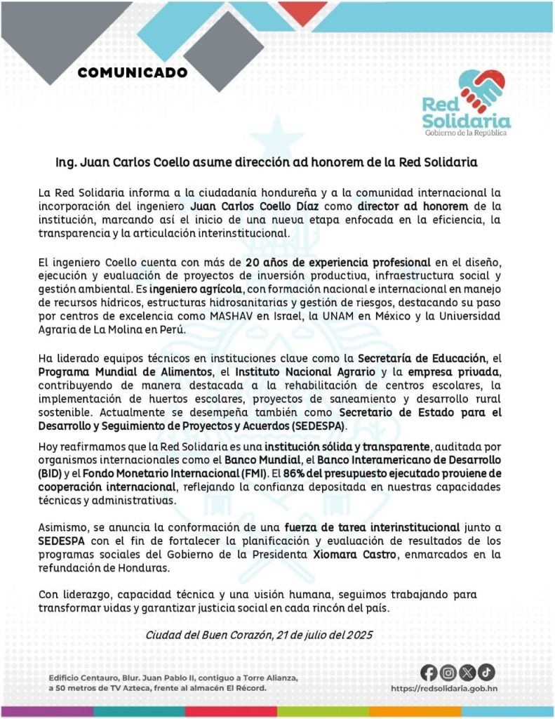Comunicado de Sedesol.