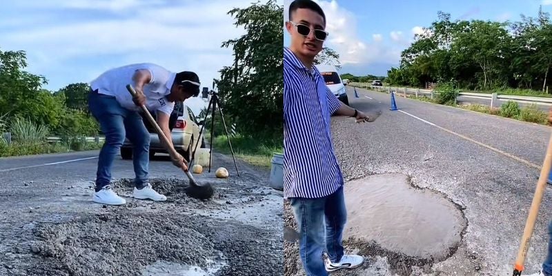 “Hicieron más que el gobierno”: jóvenes se viralizan por tapar baches en la CA-13
