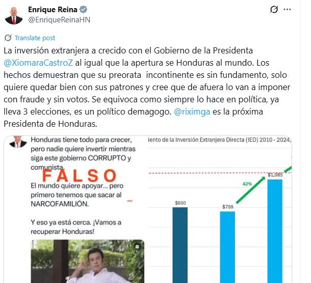 “No sea insolente”: Nasralla responde con dureza a Enrique Reina tras ser llamado demagogo