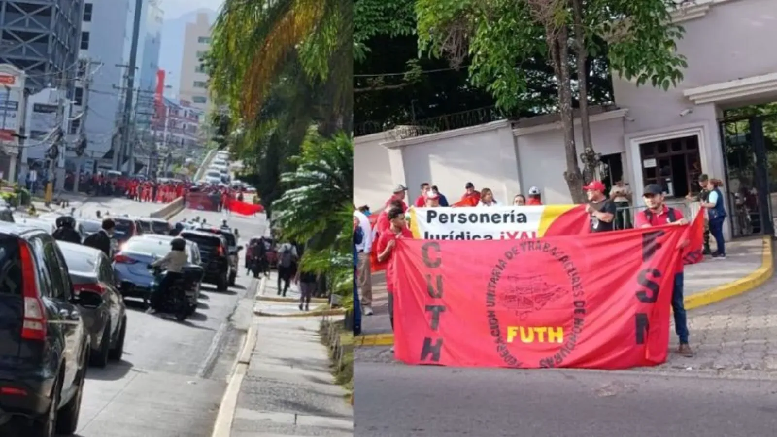 FUTH protesta frente a Casa Presidencial por despidos y hostigamiento laboral