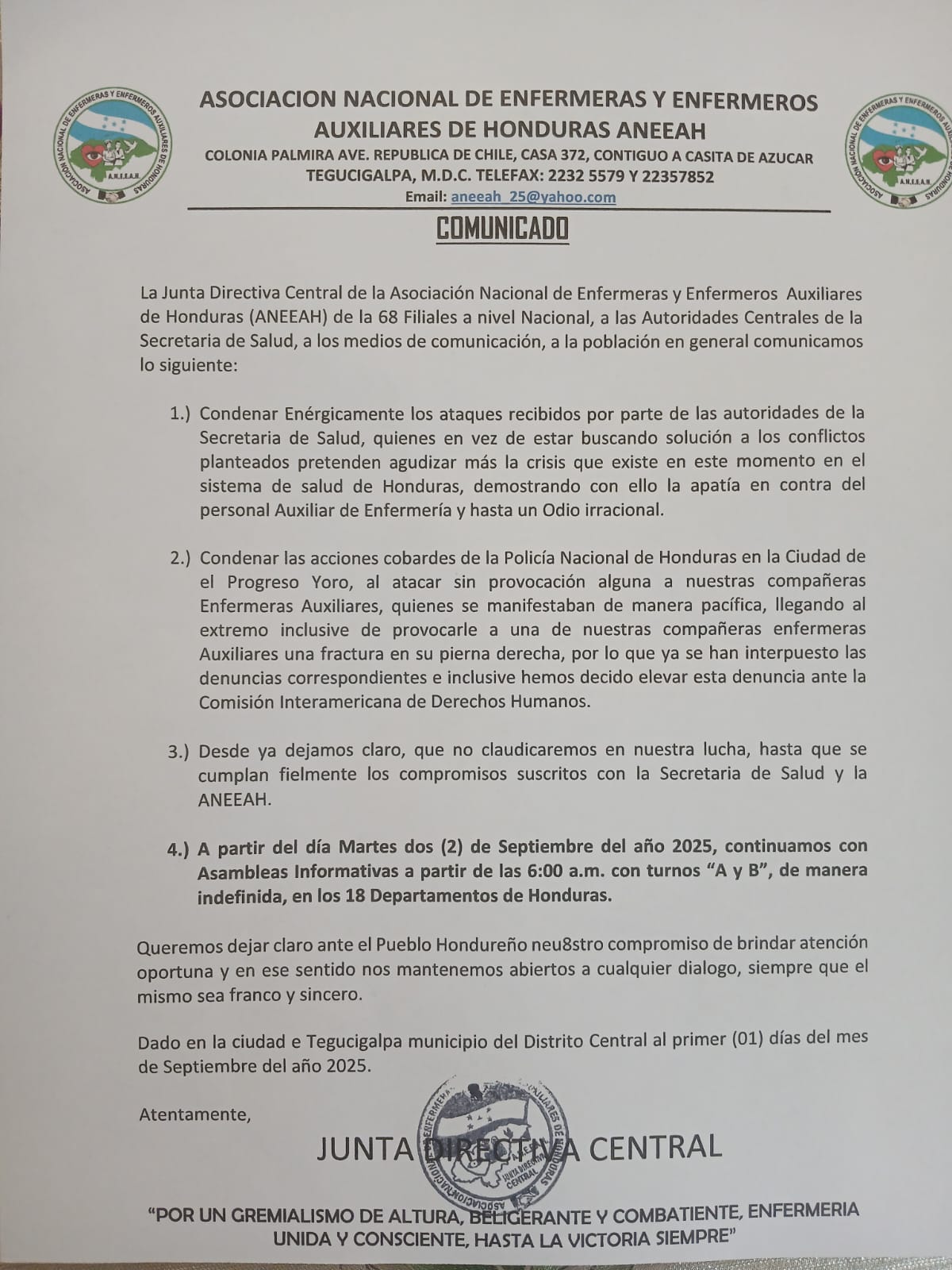 Enfermeras suspenden protesta pero anuncian nuevas acciones en todo el país