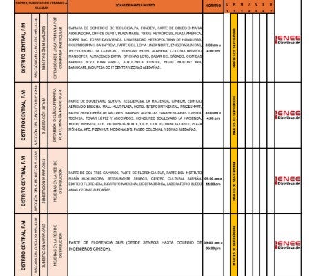 Alrededor de 100 barrios y colonias de la capital estarán sin electricidad este martes