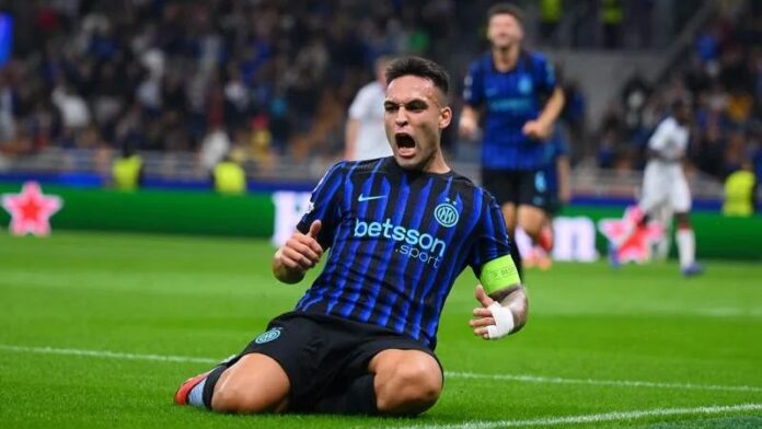 El capitán del Inter de Milán, Lautaro Martínez, marcó un doblete en la victoria 3-0 sobre el Slavia Praga.