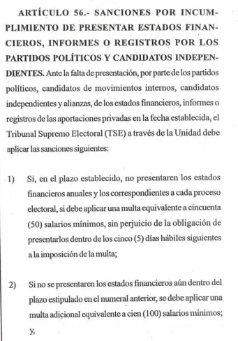 UFTF advierte segunda multa a candidatos que no presenten informes de transparencia