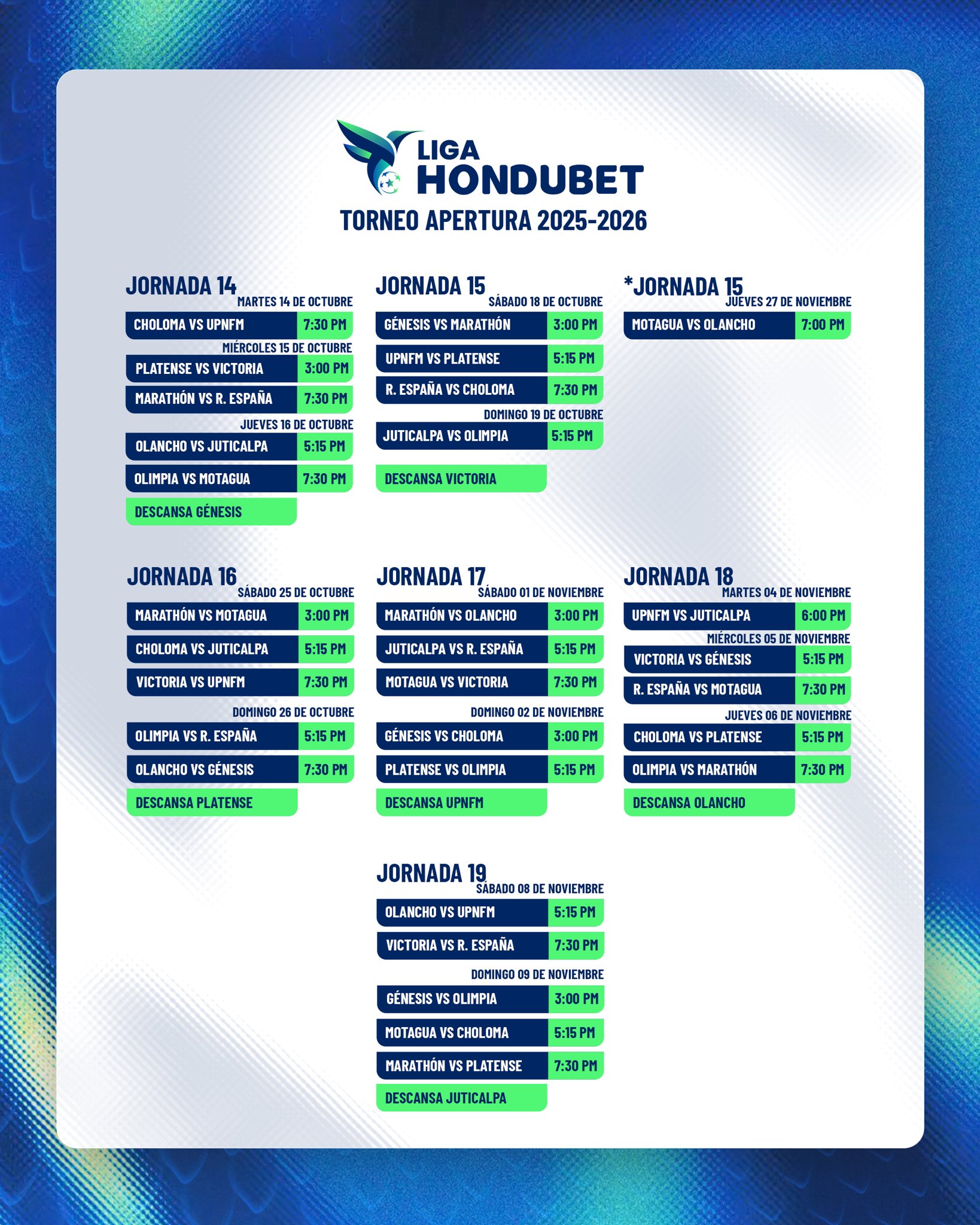 Así quedó el calendario del torneo de Apertura hasta la jornada 9.