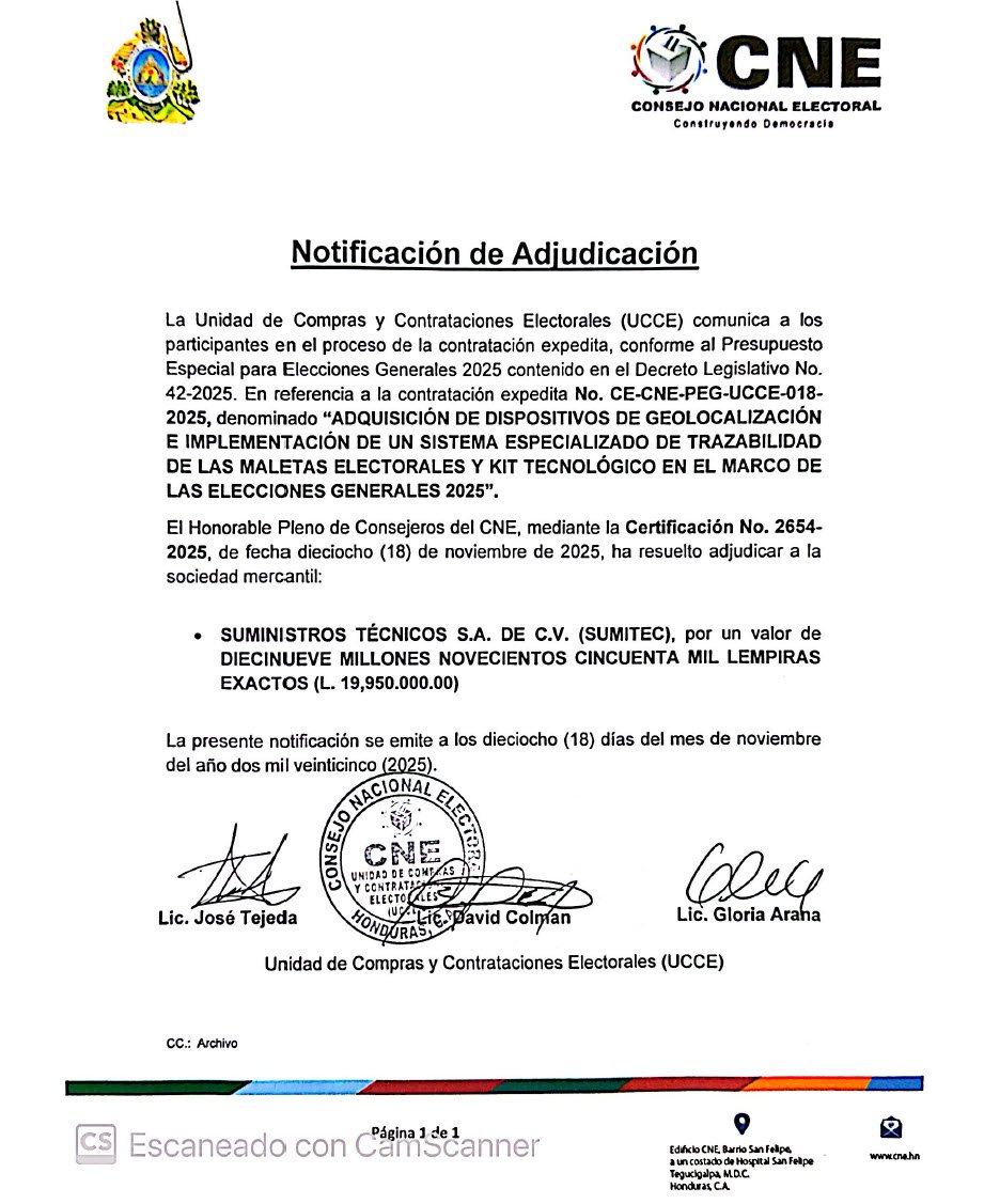 Adjudicación del GPS CNE