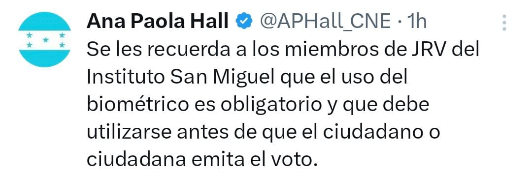 Ana Paola Hall recuerda: "el uso del biométrico es obligatorio"