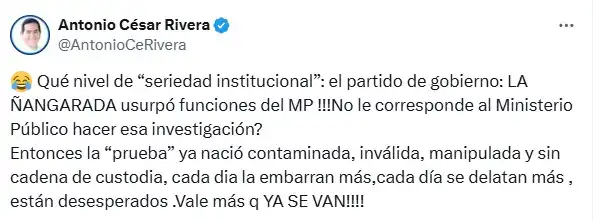 Libre "usurpó funciones del MP": diputado nacionalista tras peritaje de audios