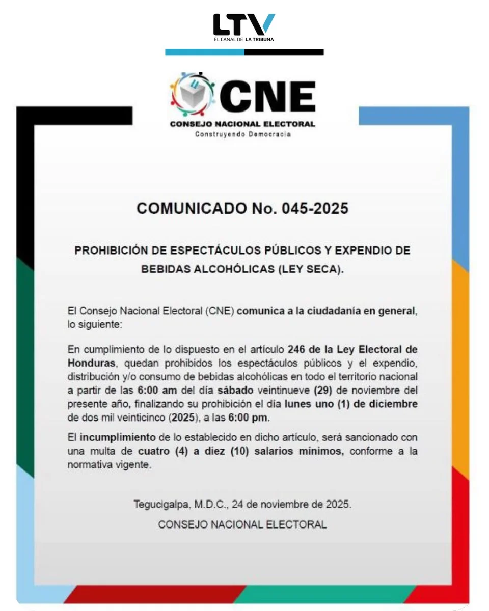 Ley Seca por las elecciones 