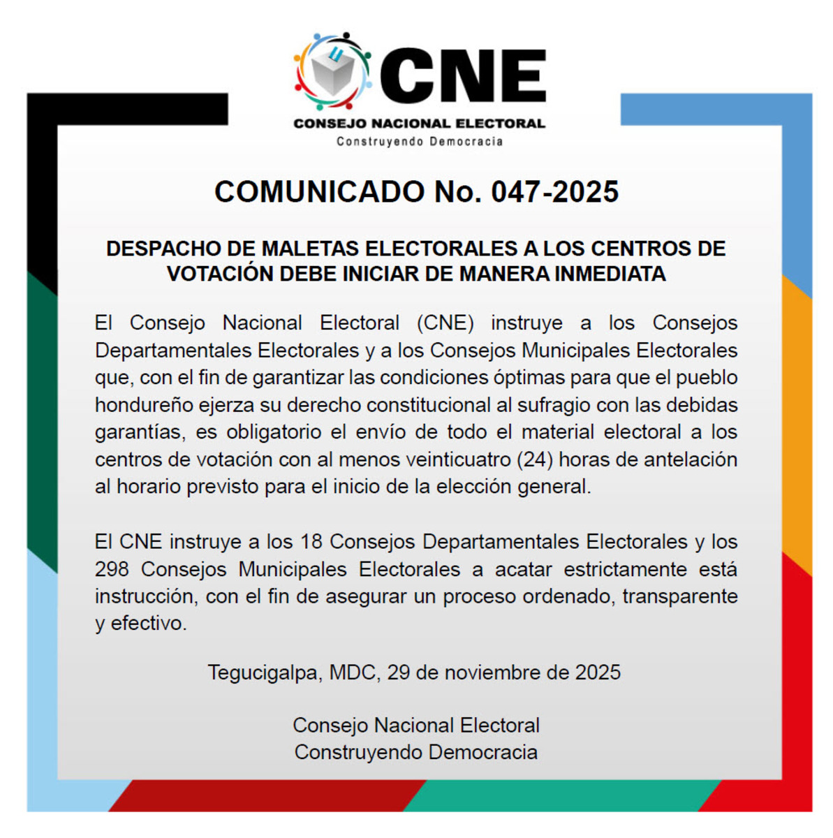 Comunicado CNE