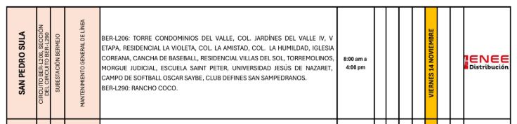 Cortes de energía Honduras viernes 14 noviembre 2025 (2)