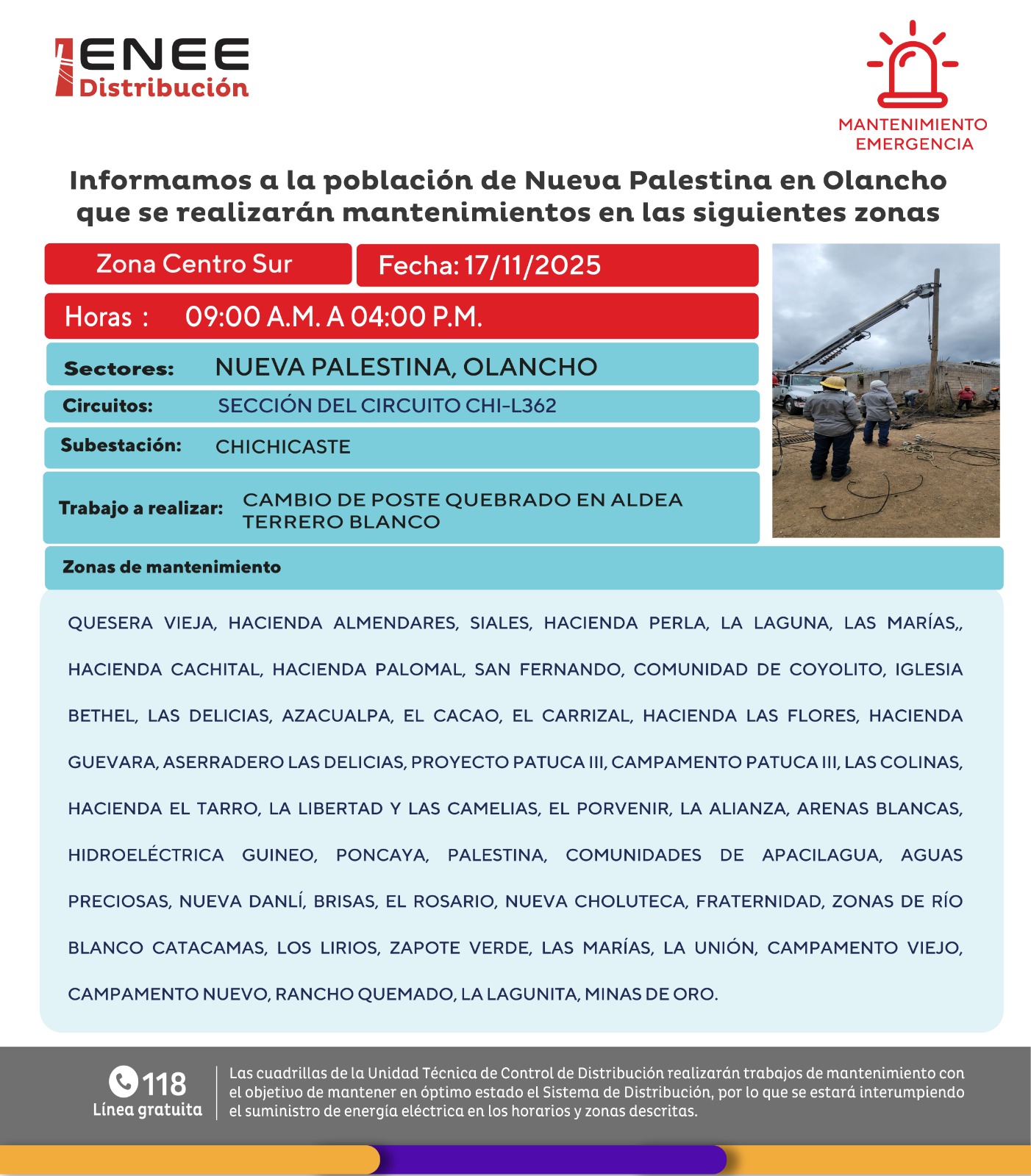 Cortes de energía Lunes